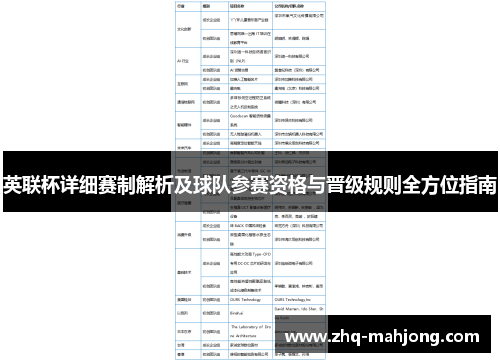 英联杯详细赛制解析及球队参赛资格与晋级规则全方位指南